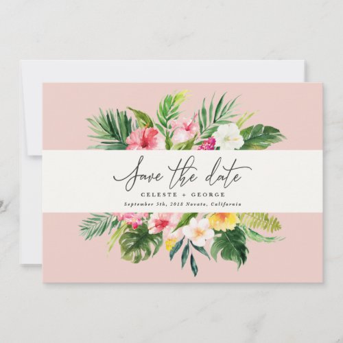 Tropical watercolor floral save the date