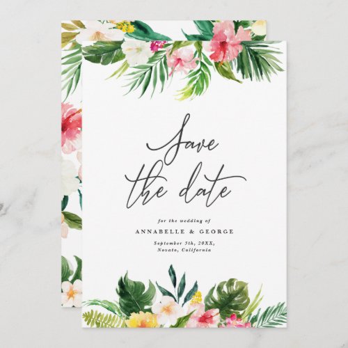 Tropical watercolor floral save the date