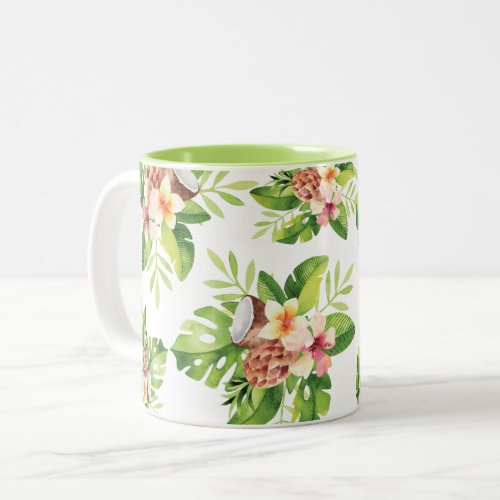 Tropical Watercolor Floral Two_Tone Coffee Mug