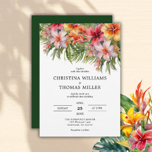 Tropical Watercolor Floral  Wedding Invitation