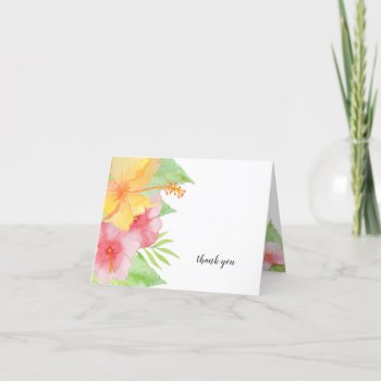 Tropical Watercolor Floral Wedding Thank You Card by lemontreeweddings at Zazzle
