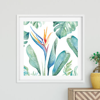 Tropical Watercolor Flower Botanicals And Greenery Poster by VGInvites at Zazzle