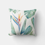 Tropical Watercolor Flower Botanicals And Greenery Throw Pillow at Zazzle