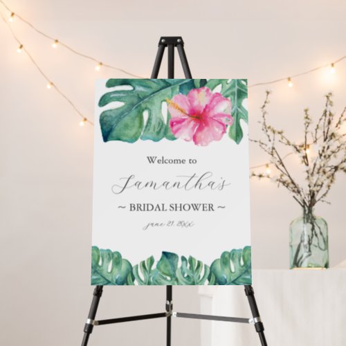 Tropical Watercolor Flower Bridal Shower Welcome Foam Board