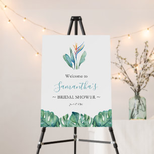 Tropical Watercolor Flower Bridal Shower Welcome Foam Board