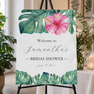 Tropical Watercolor Flower Bridal Shower Welcome Foam Board