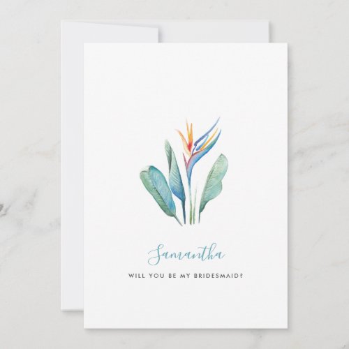 Tropical Watercolor Flower Bridesmaid Cards