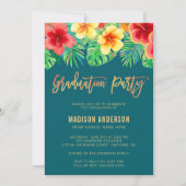 Tropical Watercolor Flower Graduation Party Invitation (Front)