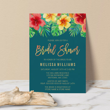 Tropical Watercolor Flowers Bridal Shower Invitation by printcreekstudio at Zazzle