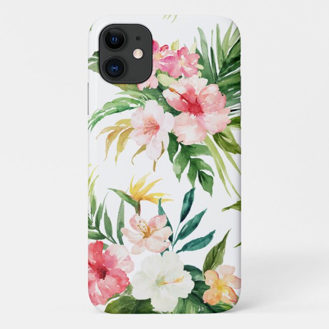 Tropical Watercolor Flowers Case-Mate iPhone Case (Back)