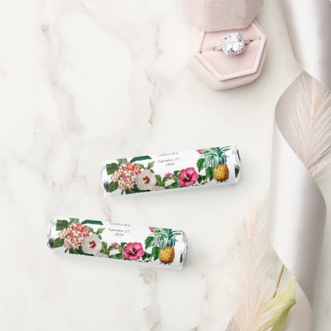 Tropical Watercolor Flowers & Greenery Wedding Breath Savers® Mints (Wedding)