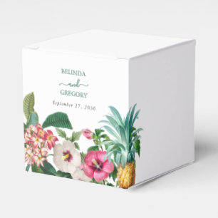 Tropical Watercolor Flowers & Greenery Wedding Favor Boxes