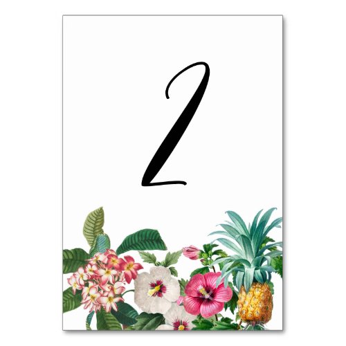 Tropical Watercolor Flowers  Greenery Wedding  Table Number