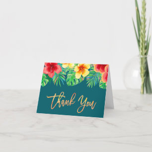 Tropical Watercolor Flowers Letterpress Thank You Card