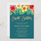 Tropical Watercolor Flowers Sweet 16 Birthday Invitation (Front)