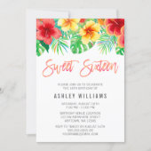 Tropical Watercolor Flowers Sweet 16 Invitation (Front)