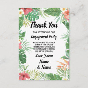 Tropical Watercolor Flowers Thank You Card Wedding