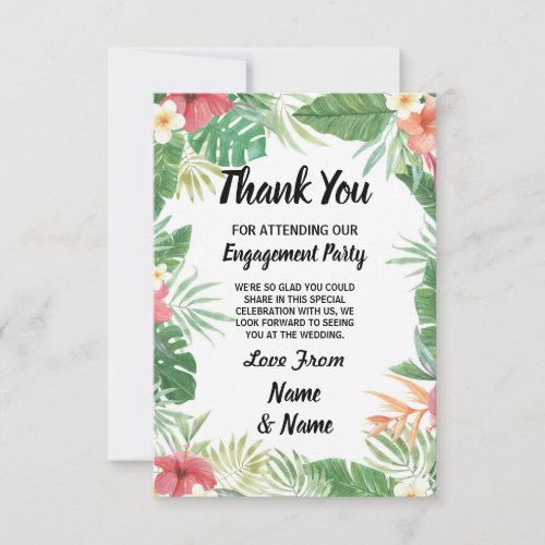 Tropical Watercolor Flowers Thank You Card Wedding