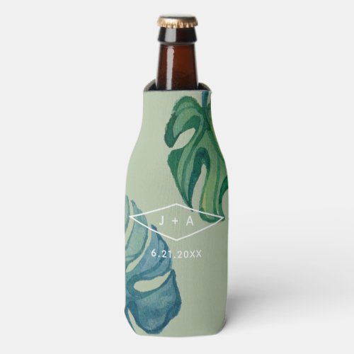 Tropical Watercolor Foliage Bottle Cooler