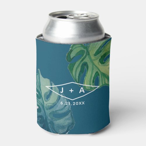 Tropical Watercolor Foliage Can Cooler