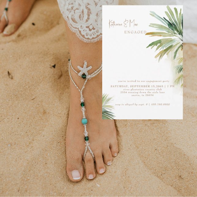 Tropical Watercolor Foliage Engagement Party  Invitation (Creator Uploaded)