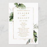 Tropical Foliage Wedding Welcome Letter