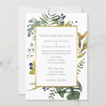 Tropical Watercolor Framed Invitation by Vineyard at Zazzle