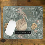 Tropical Watercolor Gold & Green Leaves Pattern  Mouse Pad<br><div class="desc">Tropical Watercolor Gold & Green Leaves Pattern</div>
