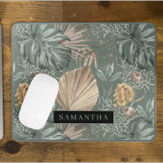 Tropical Watercolor Gold & Green Leaves Pattern  Mouse Pad at Zazzle