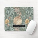Tropical Watercolor Gold & Green Leaves Pattern  Mouse Pad<br><div class="desc">Tropical Watercolor Gold & Green Leaves Pattern</div>