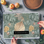 Tropical Watercolor Gold & Green Leaves Pattern  Placemat<br><div class="desc">Tropical Watercolor Gold & Green Leaves Pattern</div>