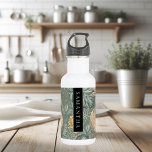 Tropical Watercolor Gold & Green Leaves Pattern  Stainless Steel Water Bottle<br><div class="desc">Tropical Watercolor Gold & Green Leaves Pattern</div>