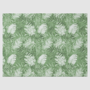 Tropical Watercolor Green Leaves Tissue Paper