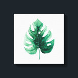 Tropical Watercolor Green Monstera Illustration Canvas Print<br><div class="desc">Modern canvas print design featuring trendy watercolor green monstera leaf illustration.</div>