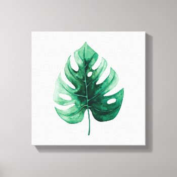 Tropical Watercolor Green Monstera Illustration Canvas Print by UnwrappedVisuals at Zazzle