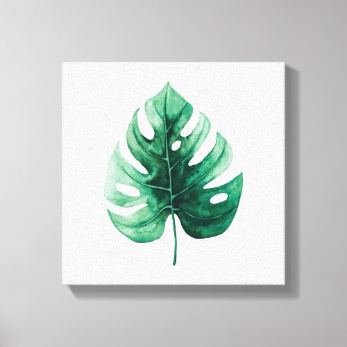 Tropical Watercolor Green Monstera Illustration Canvas Print