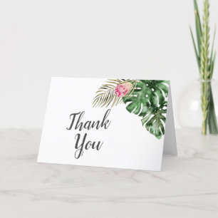 Tropical Watercolor Greenery Bridal Shower Thank Y Letterpress Thank You Card
