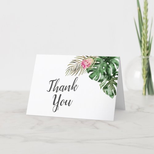 Tropical Watercolor Greenery Bridal Shower Thank Y Thank You Card