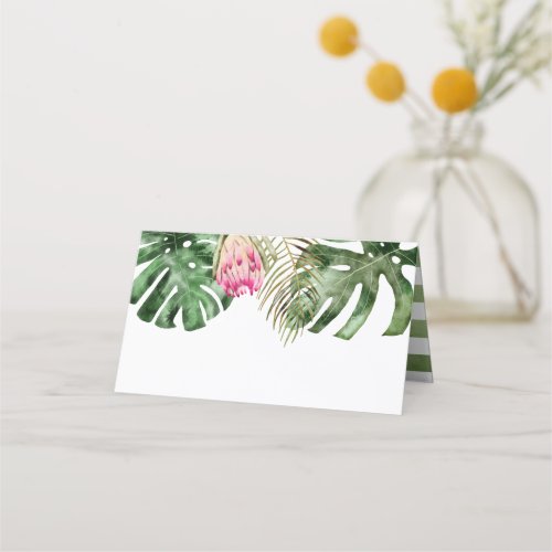 Tropical Watercolor Greenery Place Card