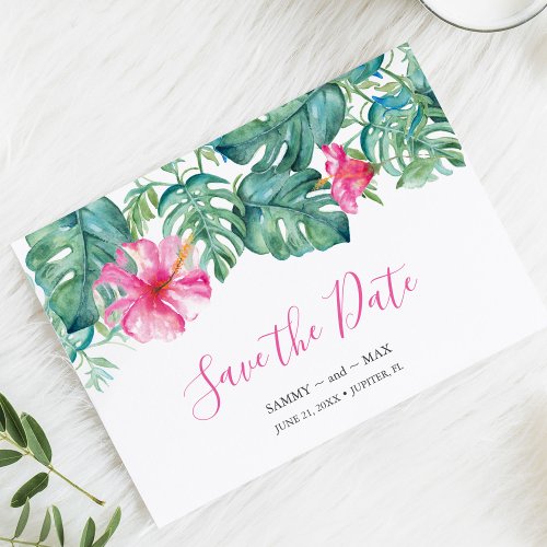 Tropical Watercolor Hibiscus Save the Date