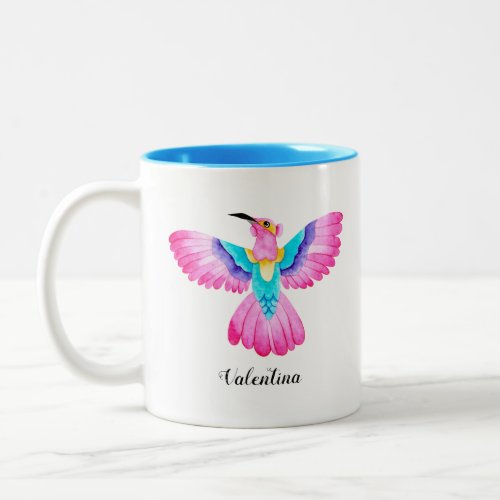 Tropical Watercolor Hummingbird Jungle Two_Tone Coffee Mug