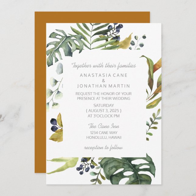 Tropical Watercolor Invitation (Front/Back)
