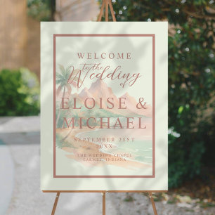 Tropical Watercolor Island Landscape Welcome Foam Board