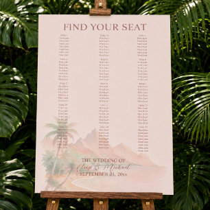 Tropical Watercolor Island Wedding Seating Chart Foam Board