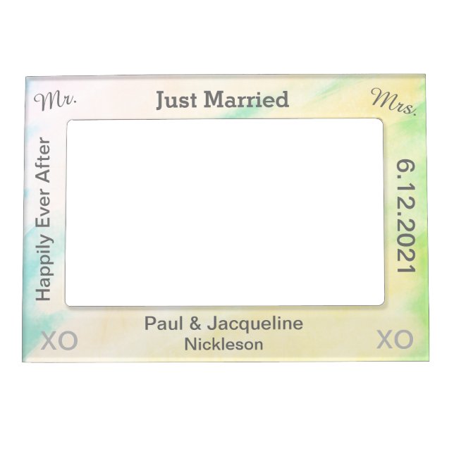 Tropical Watercolor Just Married Magnetic Frames (Front)