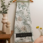 Tropical Watercolor Leaves & Flowers Pattern Apron<br><div class="desc">Tropical Watercolor Leaves & Flowers Pattern</div>