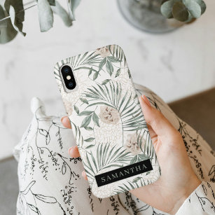 Tropical Watercolor Leaves & Flowers Pattern iPhone XS Case