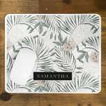 Tropical Watercolor Leaves & Flowers Pattern Mouse Pad<br><div class="desc">Tropical Watercolor Leaves & Flowers Pattern</div>