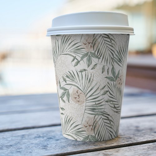 Tropical Watercolor Leaves  Flowers Pattern Paper Cups