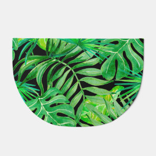 Tropical Watercolor Leaves: Seamless Elegance. Doormat